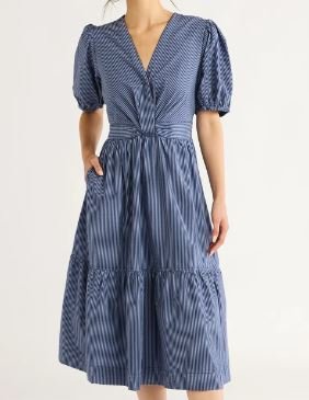 twist front cotton midi dress