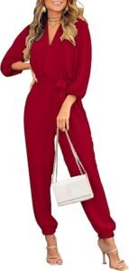 Jumpsuits Casual Dressy One Piece Outfits V Neck Long Sleeve