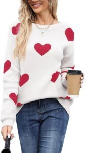 Multi-Hearts Knitted Pullover Sweater